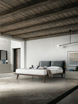 TALAK - Wooden double bed with cushions by Santalucia Mobili - view 3